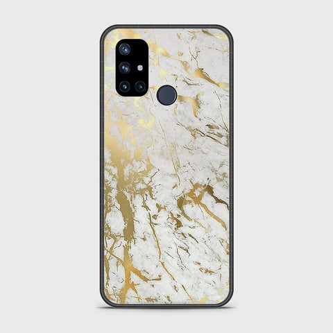 OnePlus Nord N10 5G Cover- White Marble Series - HQ Ultra Shine Premium Infinity Glass Soft Silicon Borders Case