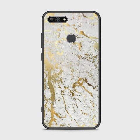 Huawei Y6 Prime 2018 Cover - White Marble Series - HQ Ultra Shine Premium Infinity Glass Soft Silicon Borders Case