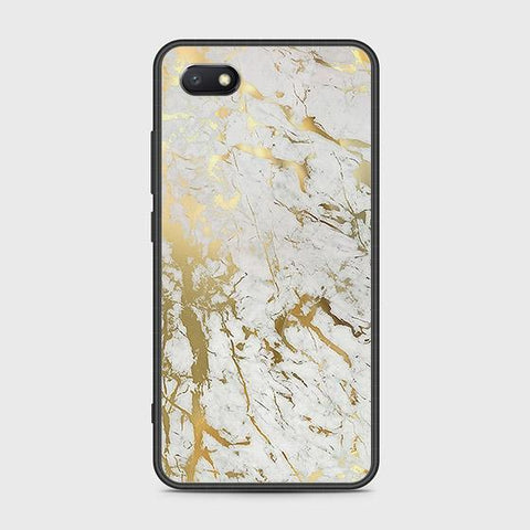 Y5 2018 Cover - White Marble Series - HQ Ultra Shine Premium Infinity Glass Soft Silicon Borders Case