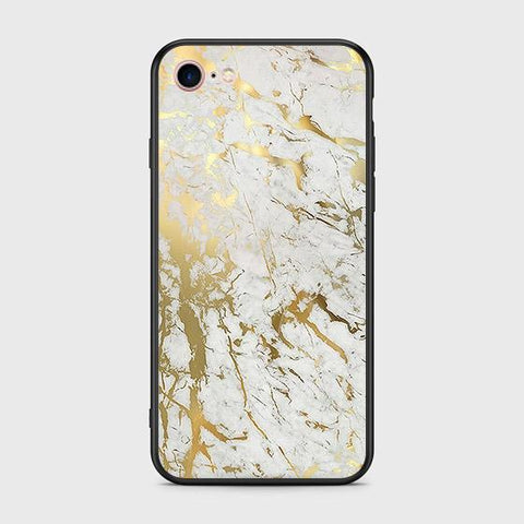 iPhone 8 / 7 Cover - White Marble Series - HQ Ultra Shine Premium Infinity Glass Soft Silicon Borders Case