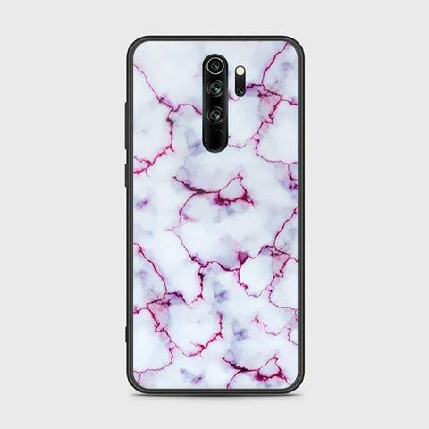 Xiaomi Redmi Note 8 Pro Cover - White Marble Series - HQ Ultra Shine Premium Infinity Glass Soft Silicon Borders Case