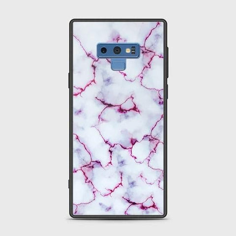 Samsung Galaxy Note 9 Cover - White Marble Series - HQ Ultra Shine Premium Infinity Glass Soft Silicon Borders Case