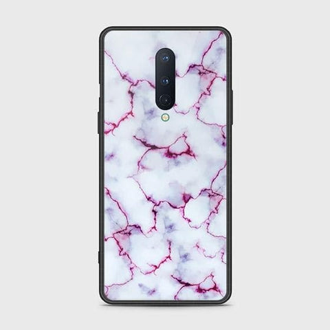 OnePlus 8 4G Cover - White Marble Series - HQ Ultra Shine Premium Infinity Glass Soft Silicon Borders Case