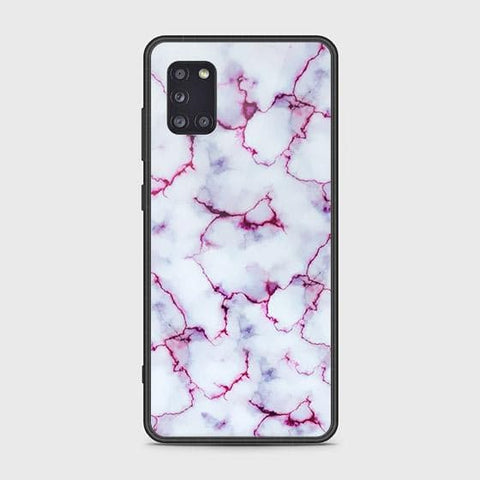 Samsung Galaxy A31 Cover - White Marble Series - HQ Ultra Shine Premium Infinity Glass Soft Silicon Borders Case