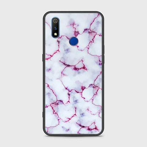 Realme 3i Cover - White Marble Series - HQ Ultra Shine Premium Infinity Glass Soft Silicon Borders Case