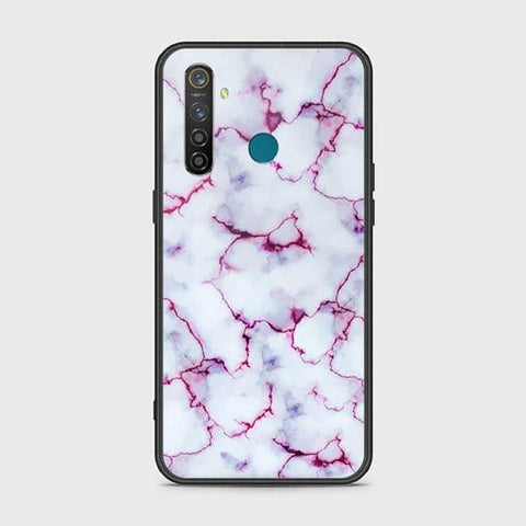 Realme 5 Pro Cover - White Marble Series - HQ Ultra Shine Premium Infinity Glass Soft Silicon Borders Case