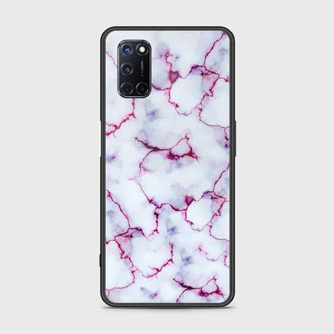 Oppo A52 Cover - White Marble Series - HQ Ultra Shine Premium Infinity Glass Soft Silicon Borders Case