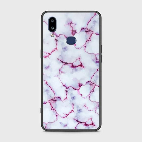 Samsung Galaxy A10s Cover - White Marble Series - HQ Ultra Shine Premium Infinity Glass Soft Silicon Borders Case