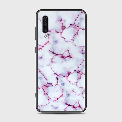 Samsung Galaxy A30s Cover - White Marble Series - HQ Ultra Shine Premium Infinity Glass Soft Silicon Borders Case