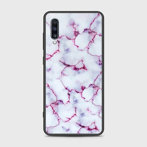 Samsung Galaxy A70 Cover - White Marble Series - HQ Ultra Shine Premium Infinity Glass Soft Silicon Borders Case