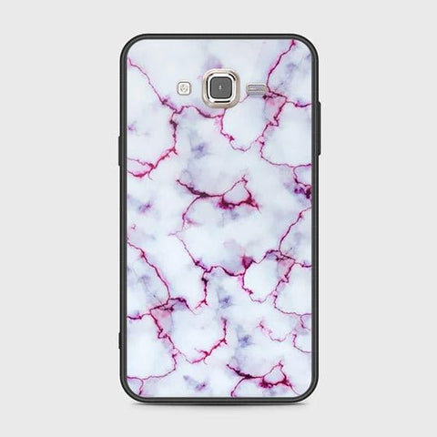 Samsung Galaxy J7 2015 Cover - White Marble Series - HQ Ultra Shine Premium Infinity Glass Soft Silicon Borders Case