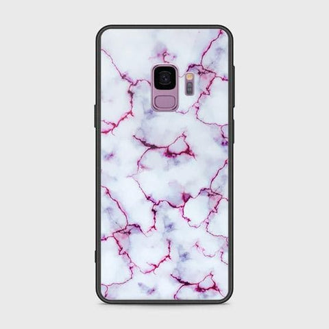 Samsung Galaxy S9 Cover - White Marble Series - HQ Ultra Shine Premium Infinity Glass Soft Silicon Borders Case