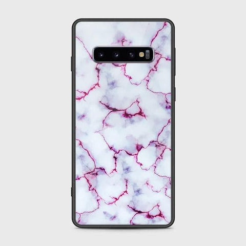 Samsung Galaxy S10 Cover - White Marble Series - HQ Ultra Shine Premium Infinity Glass Soft Silicon Borders Case