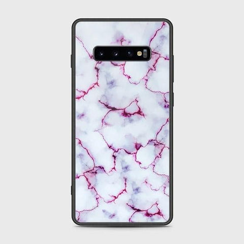 Samsung Galaxy S10 Plus Cover - White Marble Series - HQ Ultra Shine Premium Infinity Glass Soft Silicon Borders Case