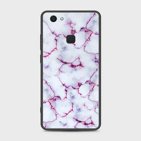 Vivo V7 Plus Cover - White Marble Series - HQ Ultra Shine Premium Infinity Glass Soft Silicon Borders Case