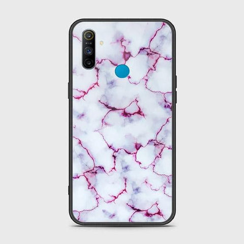 Realme C3 Cover - White Marble Series - HQ Ultra Shine Premium Infinity Glass Soft Silicon Borders Case