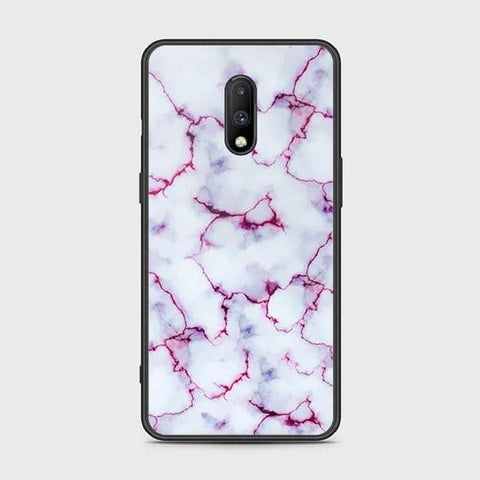 OnePlus 7 Cover - White Marble Series - HQ Ultra Shine Premium Infinity Glass Soft Silicon Borders Case