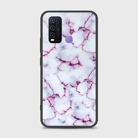 Vivo Y30 Cover - White Marble Series - HQ Ultra Shine Premium Infinity Glass Soft Silicon Borders Case