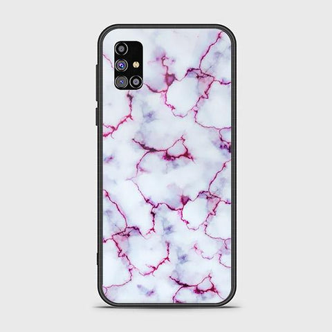 Samsung Galaxy A02s Cover - White Marble Series - HQ Ultra Shine Premium Infinity Glass Soft Silicon Borders Case