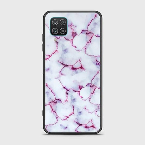 Samsung Galaxy A12 Nacho Cover - White Marble Series - HQ Ultra Shine Premium Infinity Glass Soft Silicon Borders Case