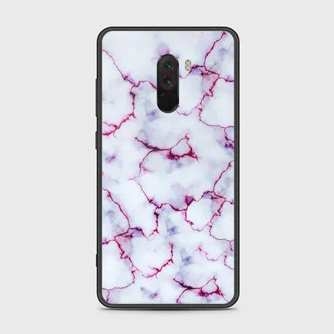 Xiaomi Pocophone F1 Cover - White Marble Series - HQ Ultra Shine Premium Infinity Glass Soft Silicon Borders Case