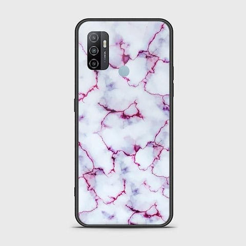 Oppo A53s Cover - White Marble Series - HQ Ultra Shine Premium Infinity Glass Soft Silicon Borders Case