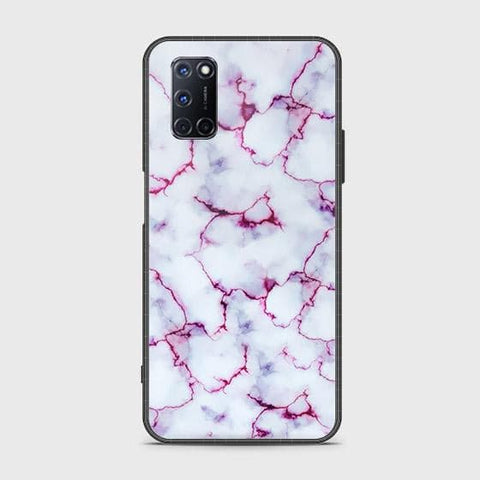 Oppo A92 Cover - White Marble Series - HQ Ultra Shine Premium Infinity Glass Soft Silicon Borders Case