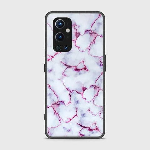 Oneplus 9 Pro Cover - White Marble Series - HQ Ultra Shine Premium Infinity Glass Soft Silicon Borders Case