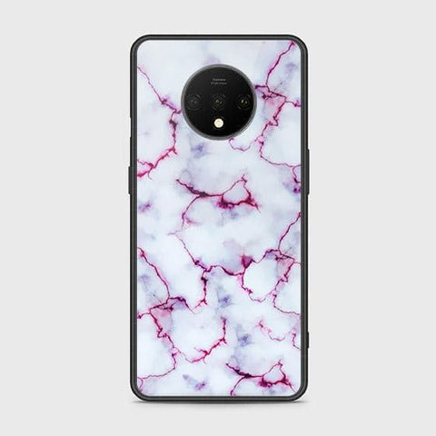 OnePlus 7T Cover - White Marble Series - HQ Ultra Shine Premium Infinity Glass Soft Silicon Borders Case