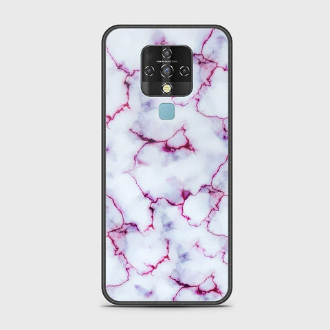 Tecno Camon 16 Cover - White Marble Series - HQ Ultra Shine Premium Infinity Glass Soft Silicon Borders Case