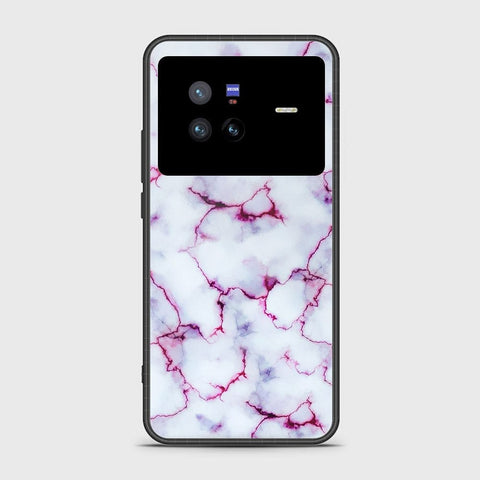 Vivo X80 Cover- White Marble Series - HQ Ultra Shine Premium Infinity Glass Soft Silicon Borders Case