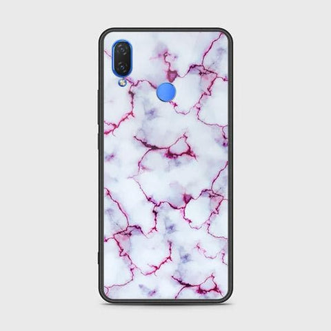 Huawei Y7 Prime 2019 Cover - White Marble Series - HQ Ultra Shine Premium Infinity Glass Soft Silicon Borders Case