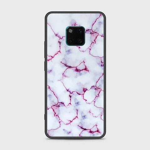 Huawei Mate 20 Pro Cover - White Marble Series - HQ Ultra Shine Premium Infinity Glass Soft Silicon Borders Case