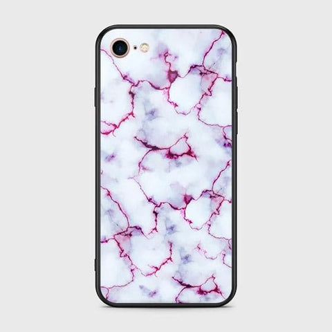 iPhone 8 / 7 Cover - White Marble Series - HQ Ultra Shine Premium Infinity Glass Soft Silicon Borders Case