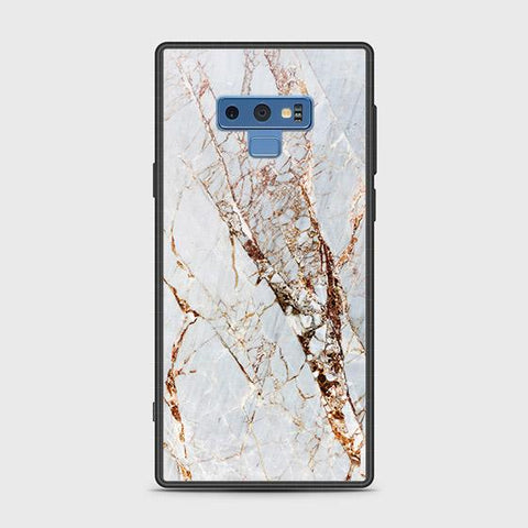 Samsung Galaxy Note 9 Cover - White Marble Series - HQ Ultra Shine Premium Infinity Glass Soft Silicon Borders Case