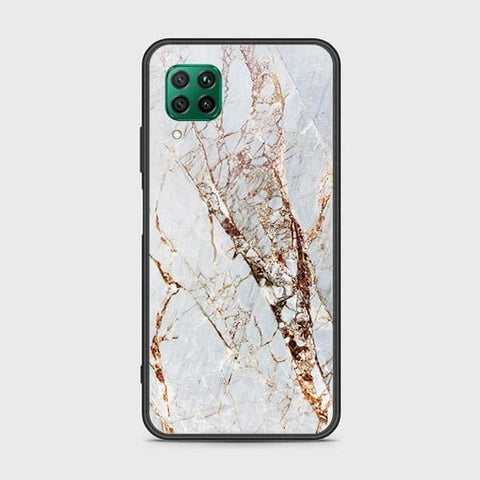 Huawei Nova 7i Cover - White Marble Series - HQ Ultra Shine Premium Infinity Glass Soft Silicon Borders Case