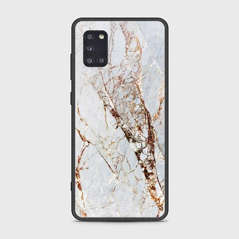 Samsung Galaxy A31 Cover - White Marble Series - HQ Ultra Shine Premium Infinity Glass Soft Silicon Borders Case