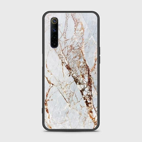 Realme 6 Cover - White Marble Series - HQ Ultra Shine Premium Infinity Glass Soft Silicon Borders Case