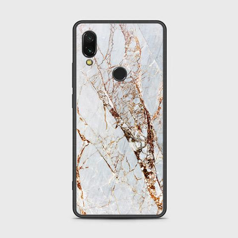 Xiaomi Redmi 7 Cover - White Marble Series - HQ Ultra Shine Premium Infinity Glass Soft Silicon Borders Case