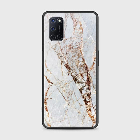 Oppo A52 Cover - White Marble Series - HQ Ultra Shine Premium Infinity Glass Soft Silicon Borders Case