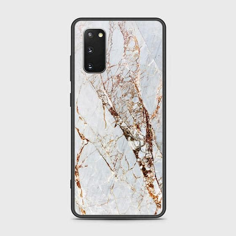 Samsung Galaxy S20 Plus Cover - White Marble Series - HQ Ultra Shine Premium Infinity Glass Soft Silicon Borders Case