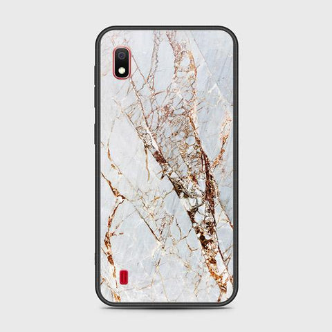 Samsung Galaxy A10 Cover - White Marble Series - HQ Ultra Shine Premium Infinity Glass Soft Silicon Borders Case