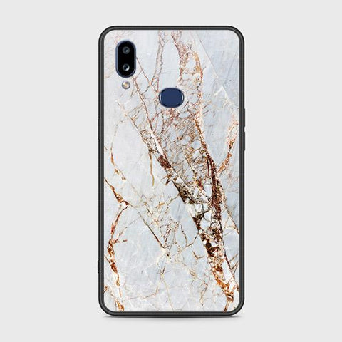 Samsung Galaxy A10s Cover - White Marble Series - HQ Ultra Shine Premium Infinity Glass Soft Silicon Borders Case