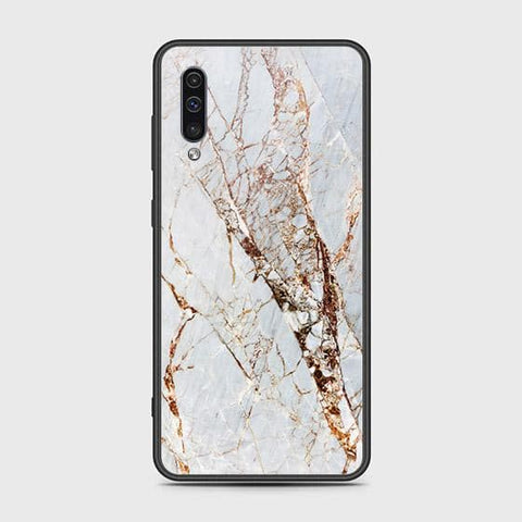 Samsung Galaxy A50 Cover - White Marble Series - HQ Ultra Shine Premium Infinity Glass Soft Silicon Borders Case