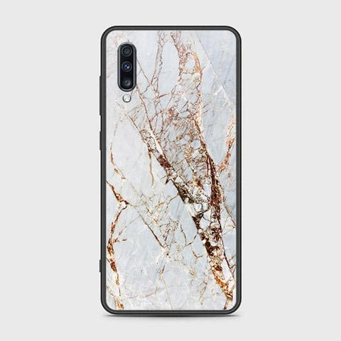 Samsung Galaxy A70 Cover - White Marble Series - HQ Ultra Shine Premium Infinity Glass Soft Silicon Borders Case