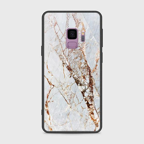 Samsung Galaxy S9 Cover - White Marble Series - HQ Ultra Shine Premium Infinity Glass Soft Silicon Borders Case