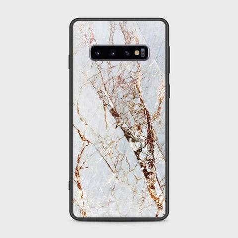 Samsung Galaxy S10 Cover - White Marble Series - HQ Ultra Shine Premium Infinity Glass Soft Silicon Borders Case