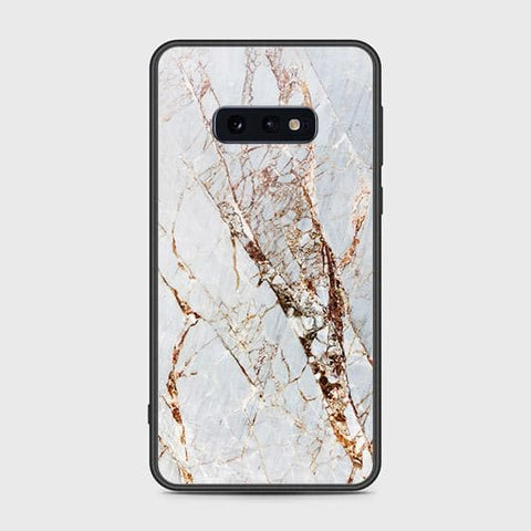 Samsung Galaxy S10e Cover - White Marble Series - HQ Ultra Shine Premium Infinity Glass Soft Silicon Borders Case