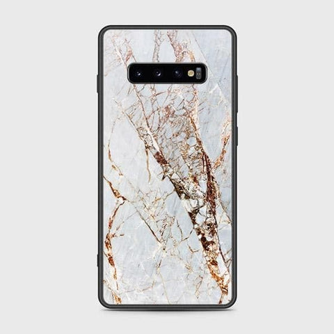 Samsung Galaxy S10 Plus Cover - White Marble Series - HQ Ultra Shine Premium Infinity Glass Soft Silicon Borders Case