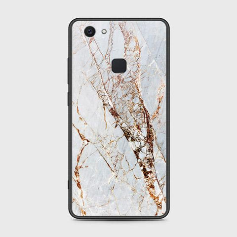 Vivo V7 Plus Cover - White Marble Series - HQ Ultra Shine Premium Infinity Glass Soft Silicon Borders Case